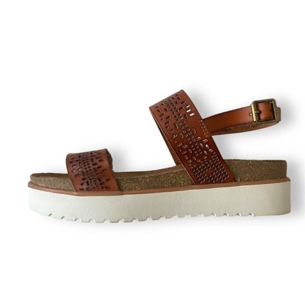 Not Rated-Platform Strap Sandals Faux Leather Laser cut Women’s Sandals